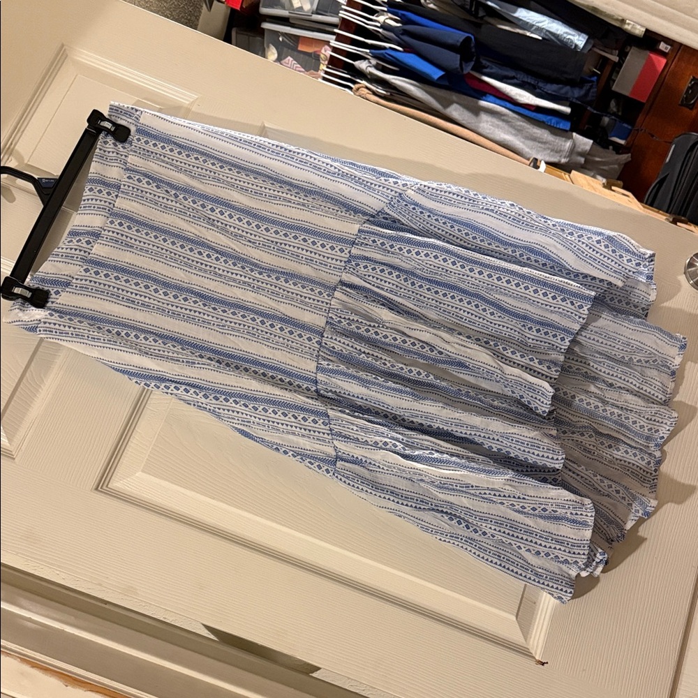 Mlle Gabrielle Blue and White Patterned Skirt
